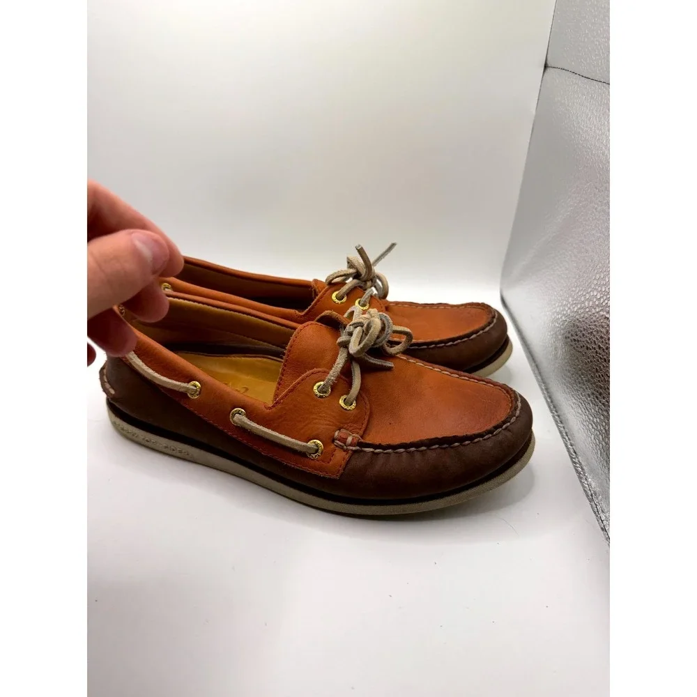 Sperry Gold Cup STS12848 Mens 8M Sneakers Rust Leather Moc Toe Casual Boat Shoes